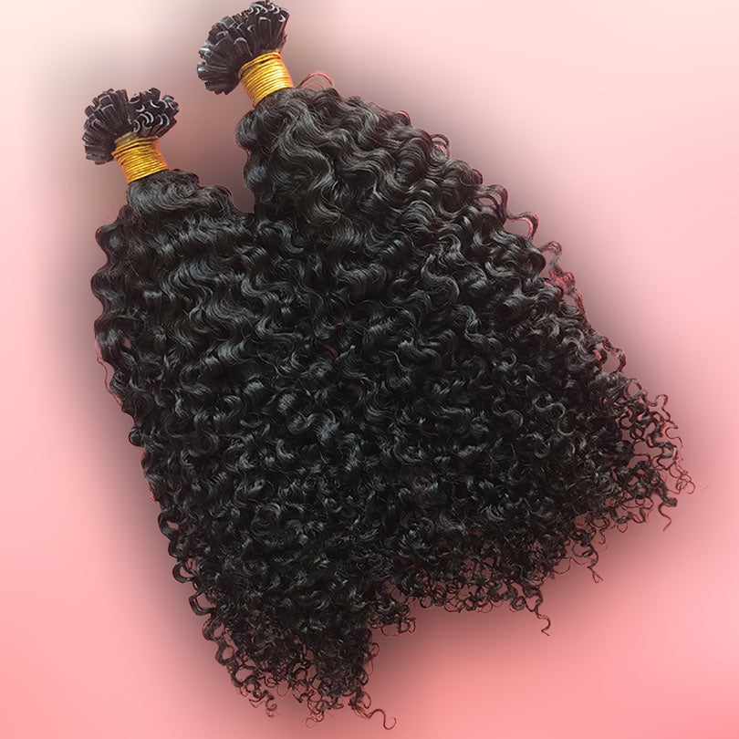 Bohemian Curly Flat Tip Human Hair Extensions (100 pc)