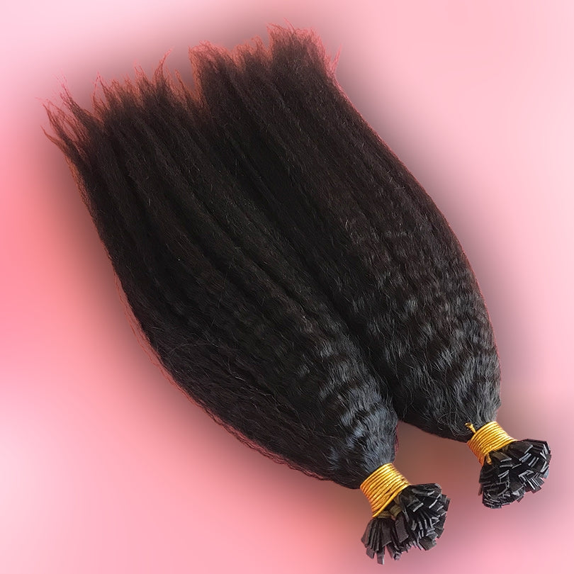 Kinky Straight Flat Tip Human Hair Extensions (100 pc)