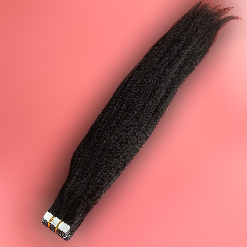 Yaki Straight Tape In Human Hair Extensions (40 pc)