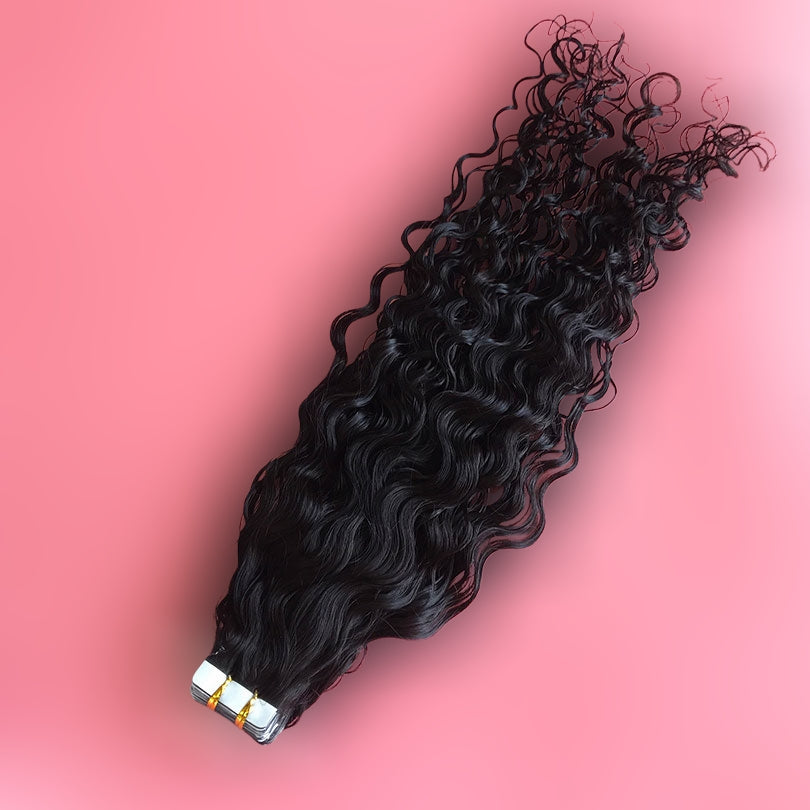 Water Wave Curly Tape In Human Hair Extensions (40 pc)